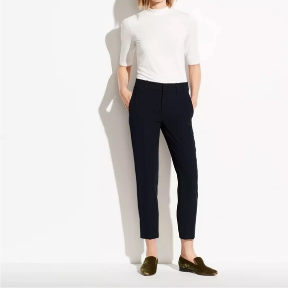 Vince Black Tapered Trousers In Japanese Crepe - Picture 1 of 10